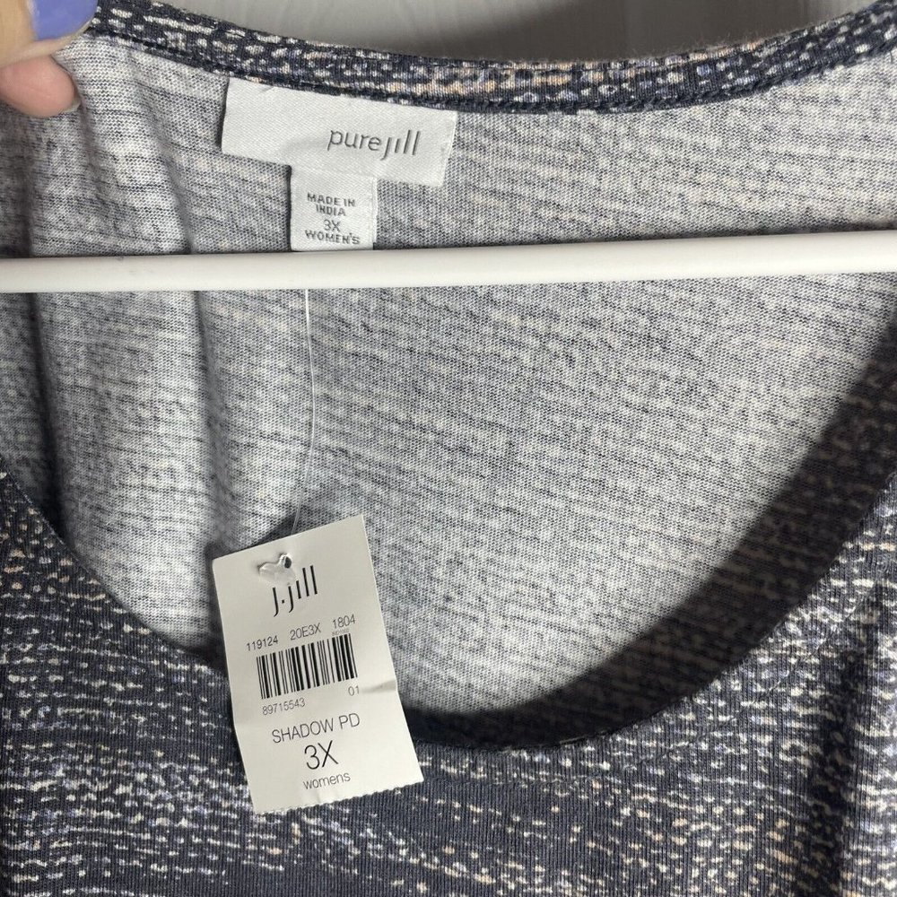 J. Jill Pure Jill Printed Shift Dress Women’s 3X Shadow Print Gray Knit New - Picture 3 of 7